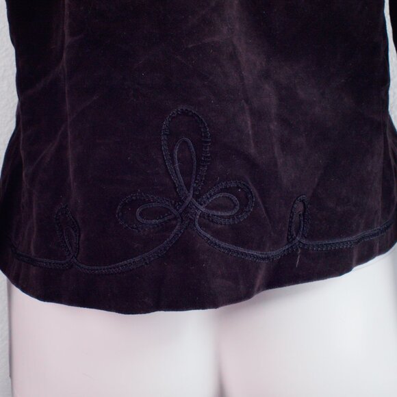 Vintage Ellen Tracy Velvet Embroidered Jacket 80s Brown Size 10 - Picture 7 of 10